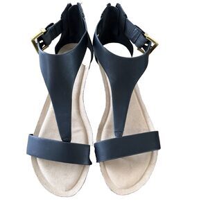 Kenneth Cole Reaction Great Gal Women's Sandal 7.5M Black Gold Summer Spring